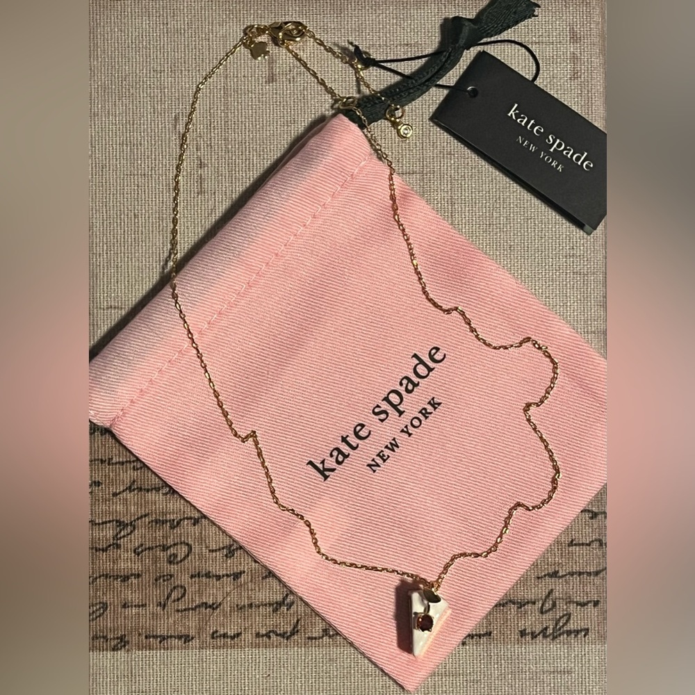 Kate Spade Gold Chain Necklace with Slice of Cake Pendant Pastry Shop new